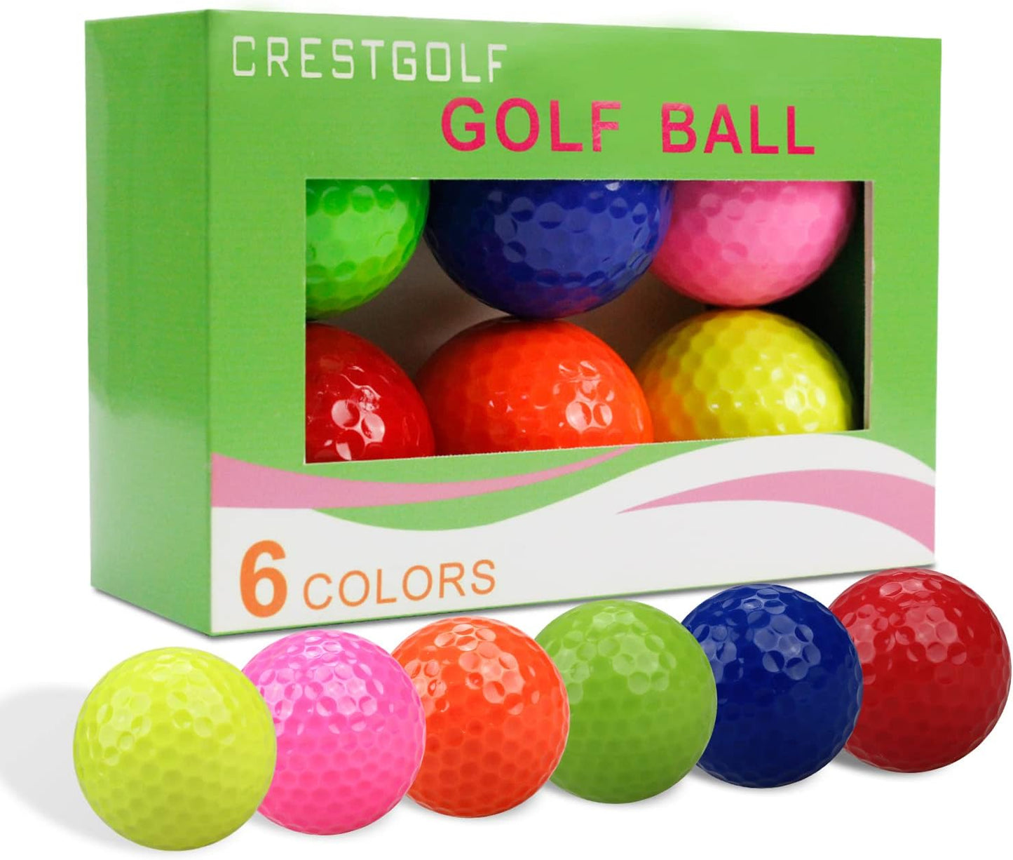 Crestgolf Colored Class Practice Golf Balls Pack of 6